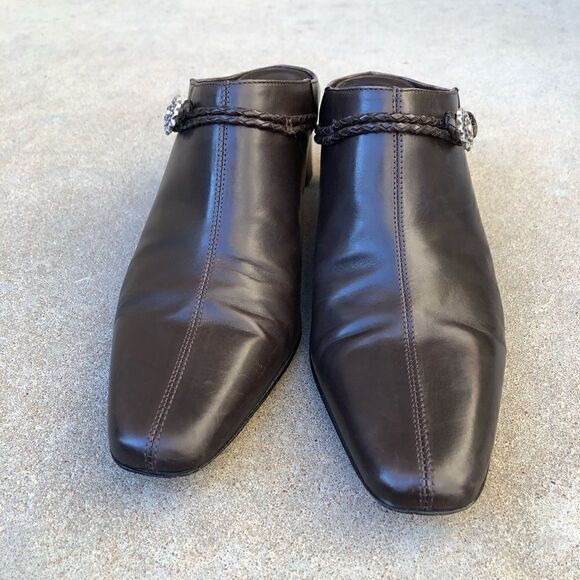 Brighton Twist mules brown leather 8.5 NARROW. - Picture 2 of 6